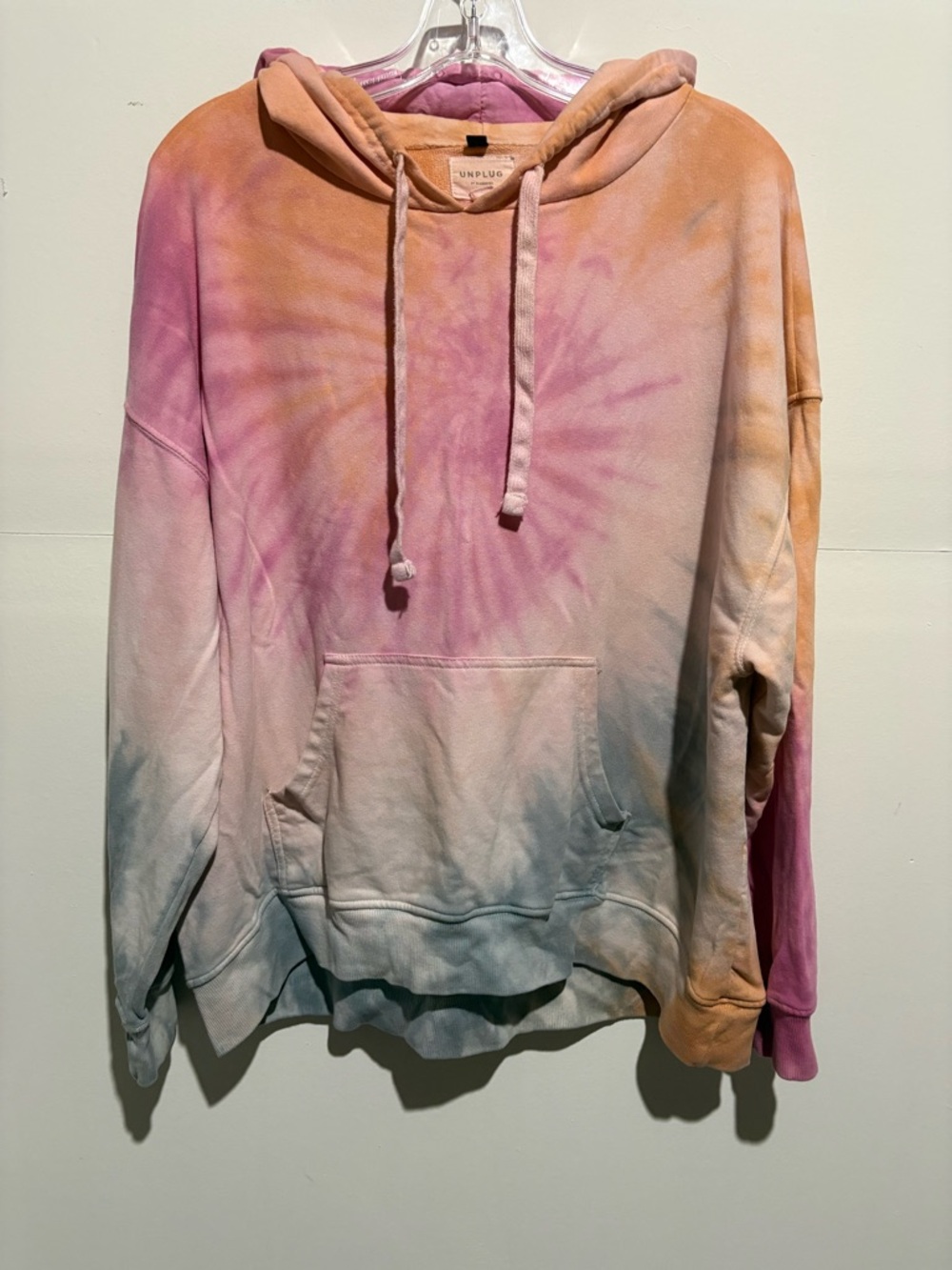 Women’s Bluenotes Pink Peach Tie-Dye Pullover Hoodie Size Large
